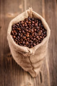 Coffee beans for a macchiato.