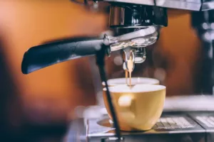 espresso extraction from an espresso machine.