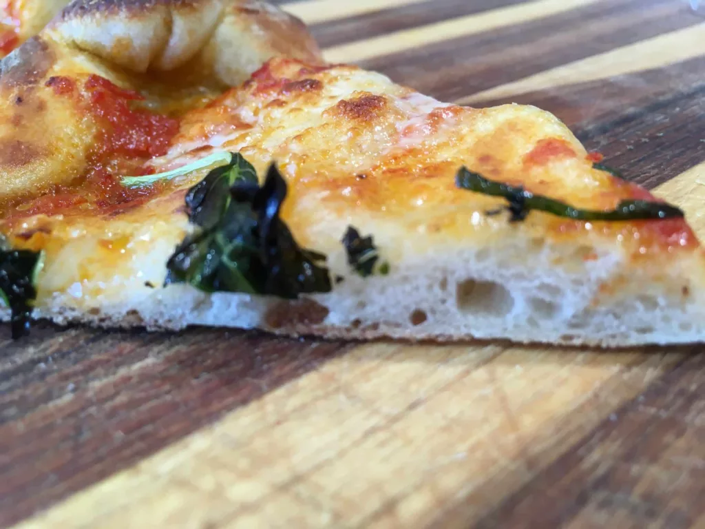 Neapolitan pizza air pockets and bubbles.