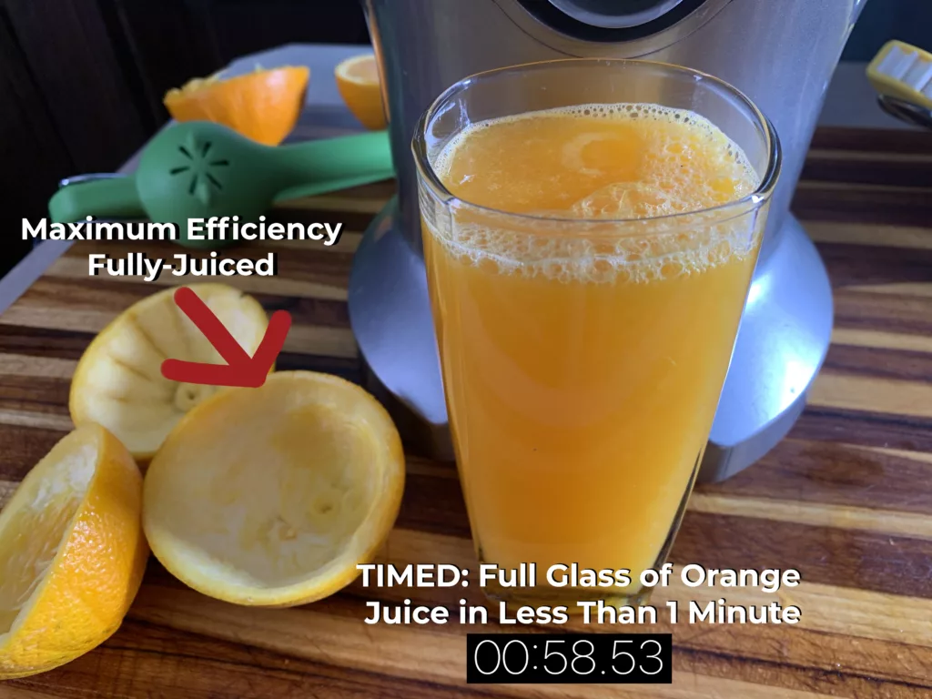 The Breville Citrus Juicer fully reams oranges, grapefruits, lemons, and limes ensuring maximum efficiency in the least amount of time.