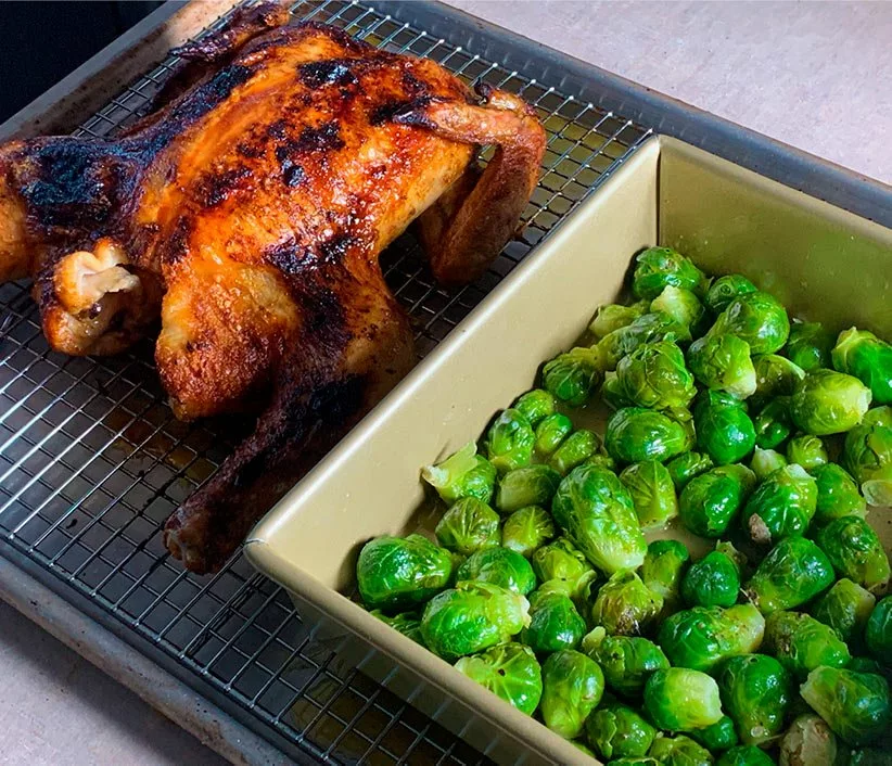 Brussels Sprouts cooked in the Anova Precision Oven.
