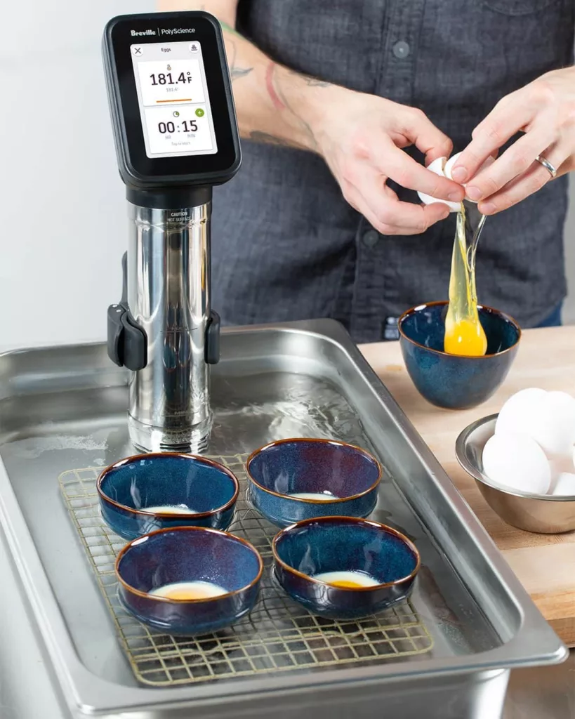 Cooking eggs with the Breville Polyscience HydroPro.