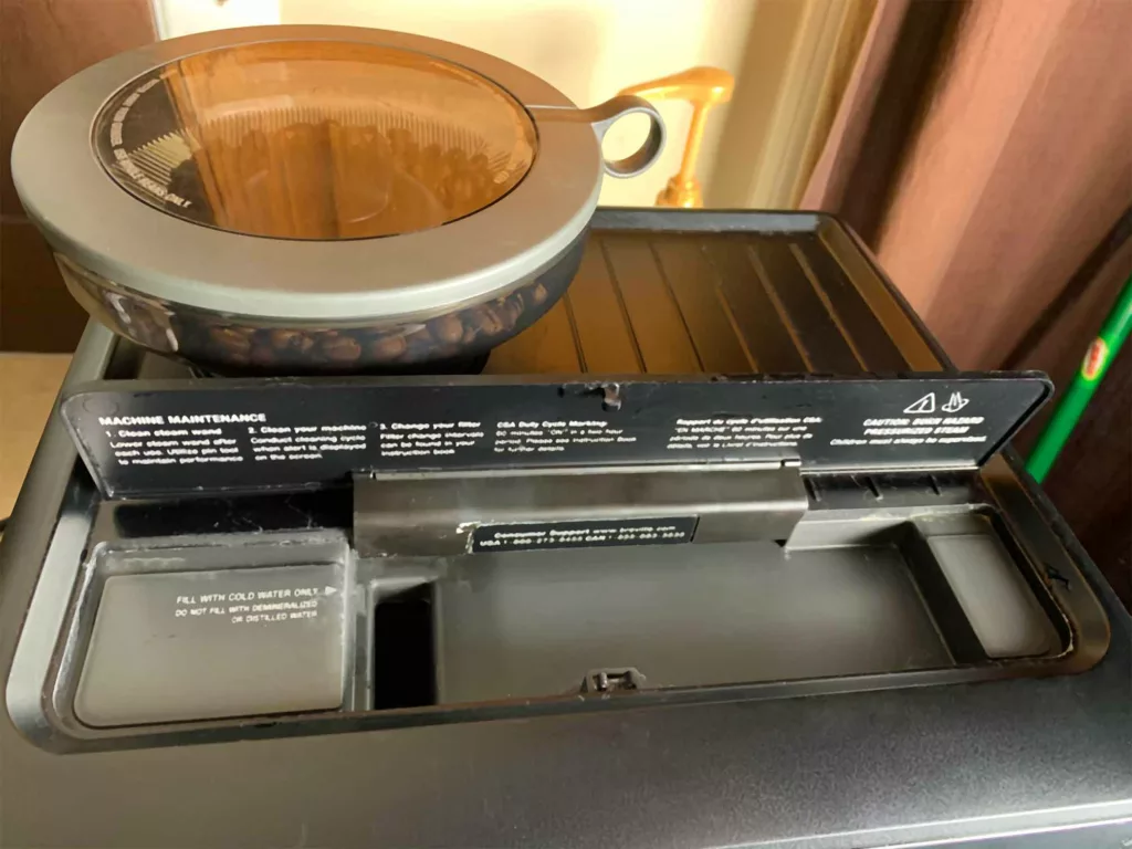 Easily fill water from the front on the Breville Oracle Touch.