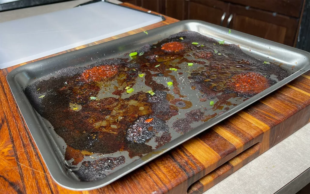 dirty triply 5ply jelly roll quarter sheet pan