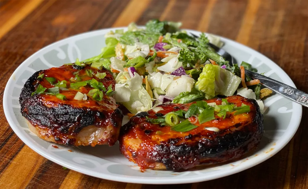 Glazed Gochujang Pork Chops Made on 360 Cookware Bakeware 5-Ply