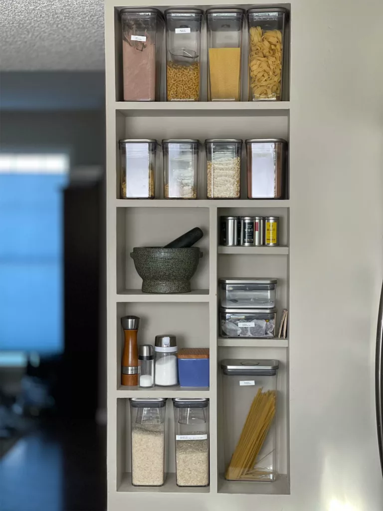 Oxo Pop Steel Containers Look Great on an Open Kitchen Shelf.