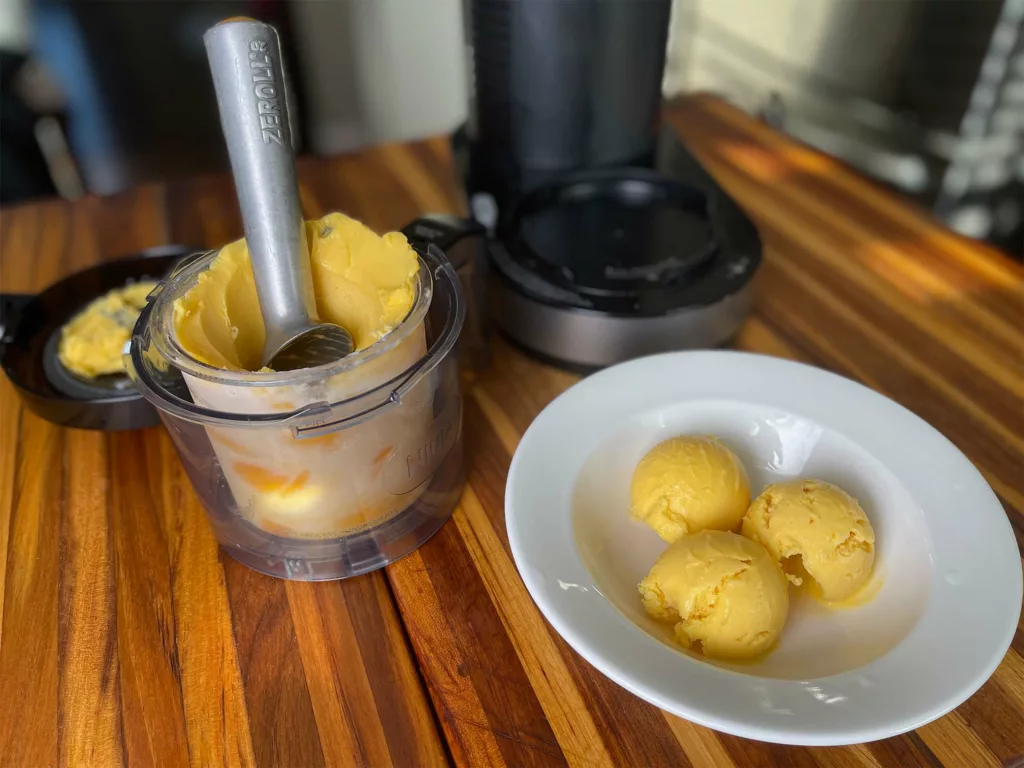 Peach Ice Cream made with the Ninja CREAMi