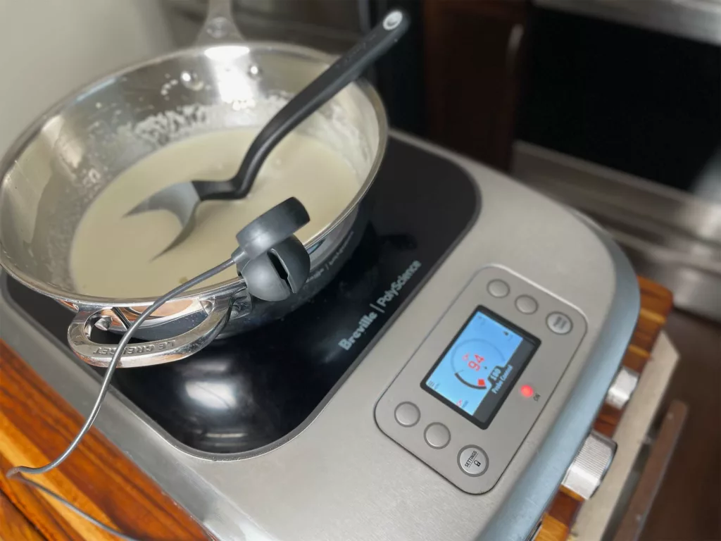 Heating up an ice cream custard for my Ninja CREAMi on my Breville PolyScience Control Freak.