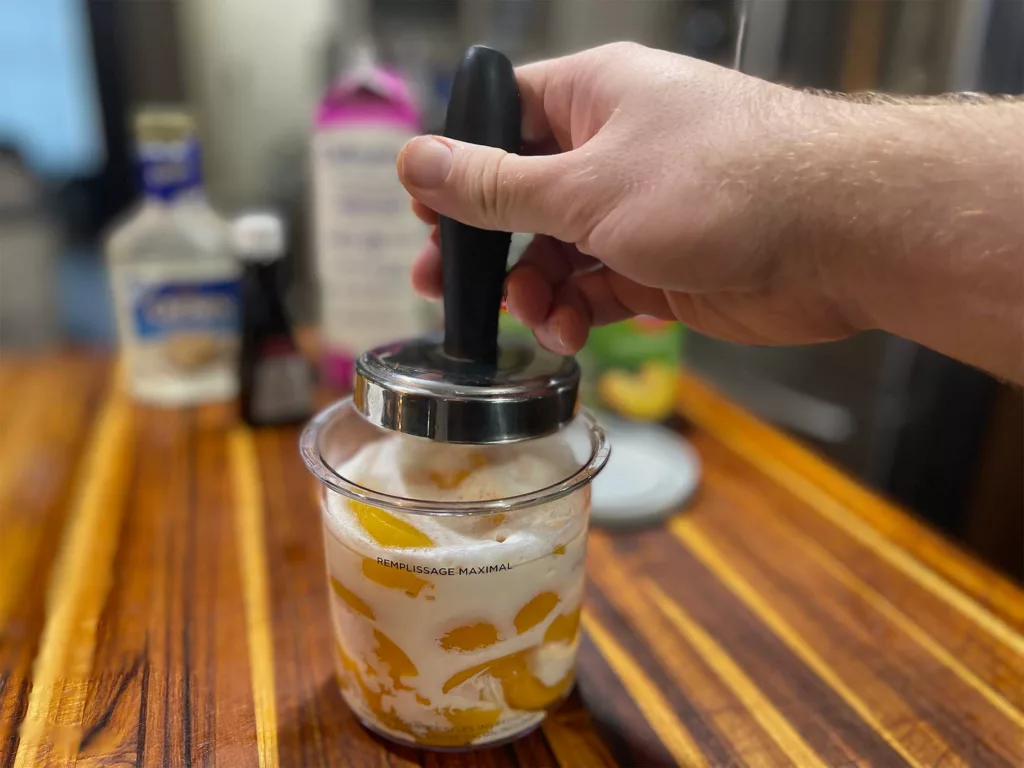 Ninja CREAMi accessory for tamping and flattening down your ingredients.