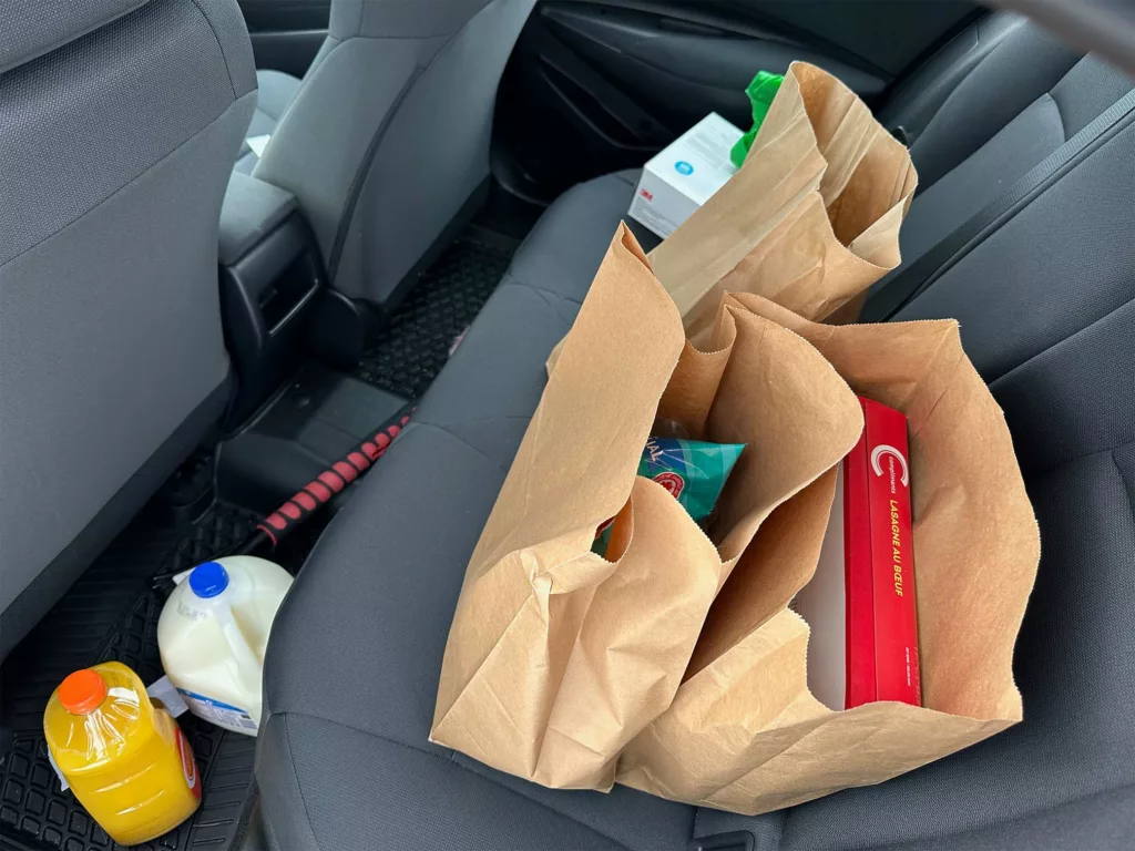 Voila Safeway groceries packed nicely in brown paper bags.