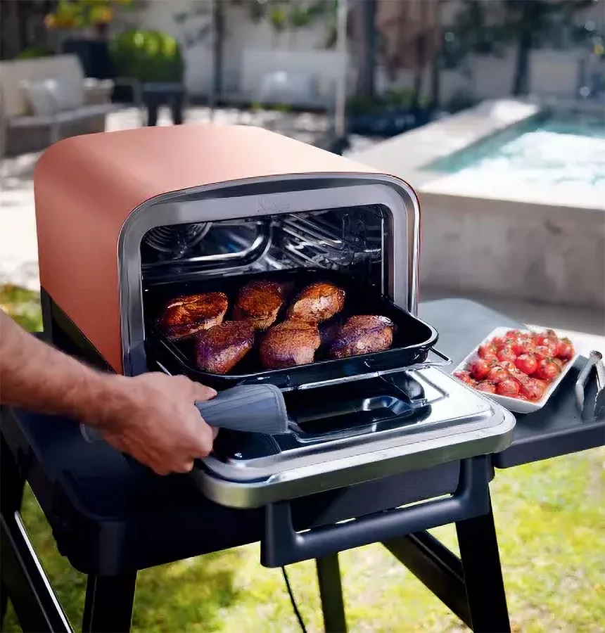 Chicken thighs in the Ninja Woodfire Oven.