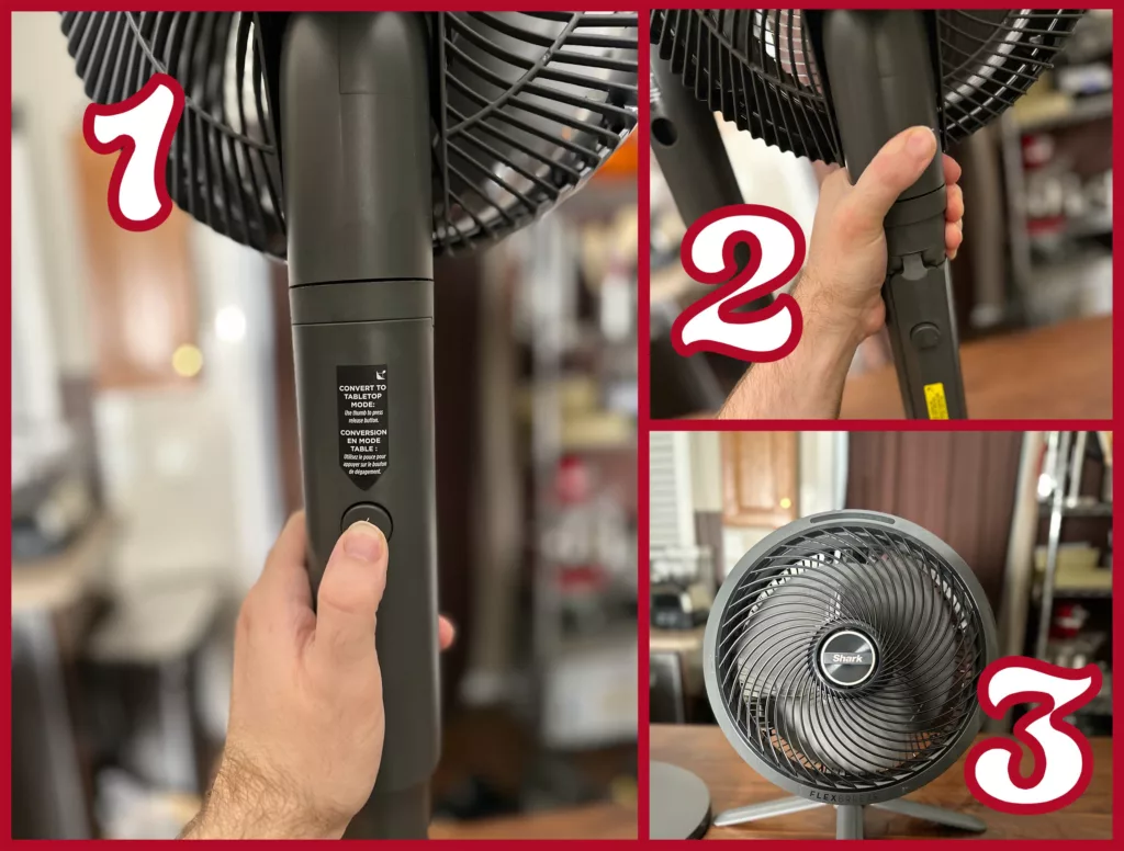 Detaching the Shark FlexBreeze from the pedestal.