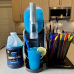 Blue Raspberry Slushed Drink made with Ninja SLUSHi and Margarita Man mix.