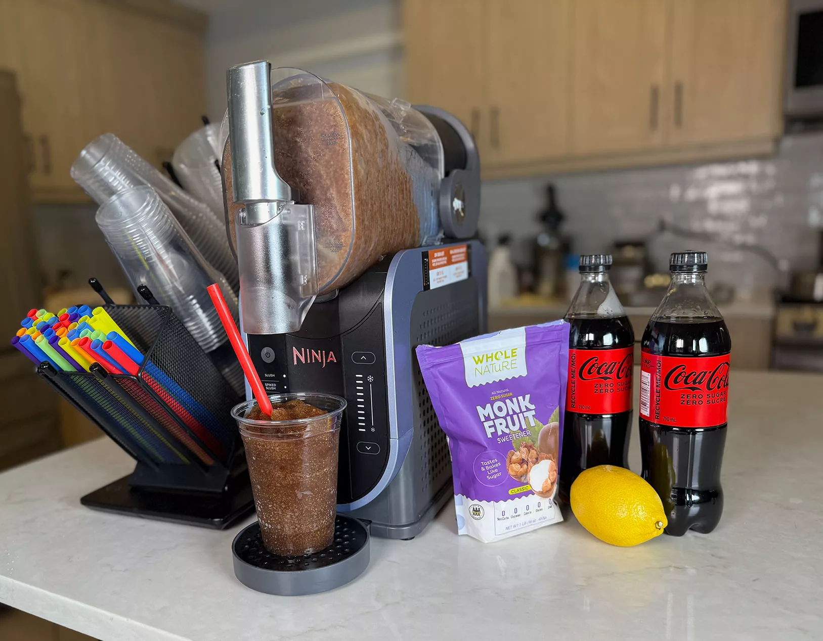 Coke Zero Slushy made with the Ninja SLUSHi.