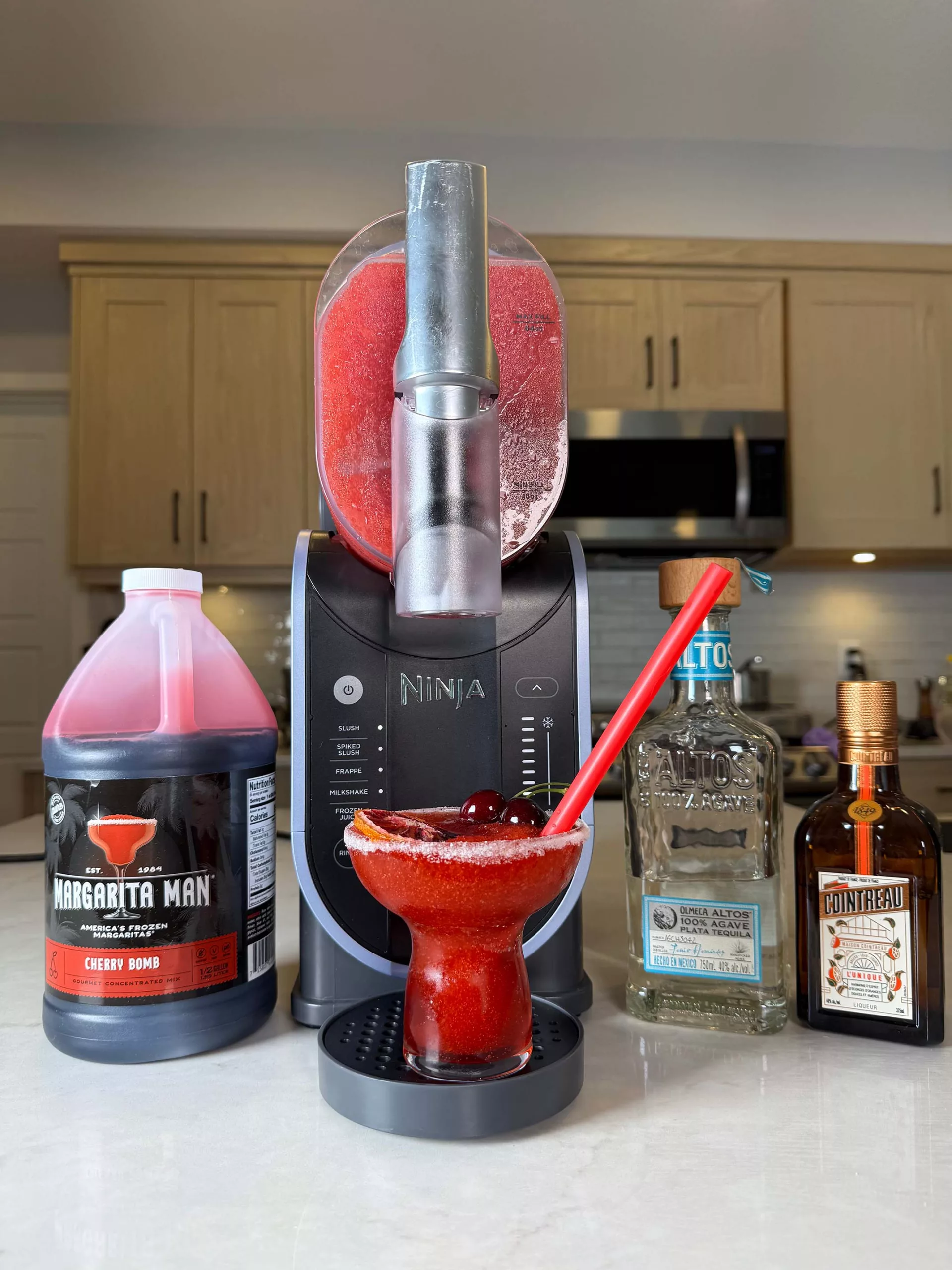 frozen cherry margarita man made on ninja slushi scaled